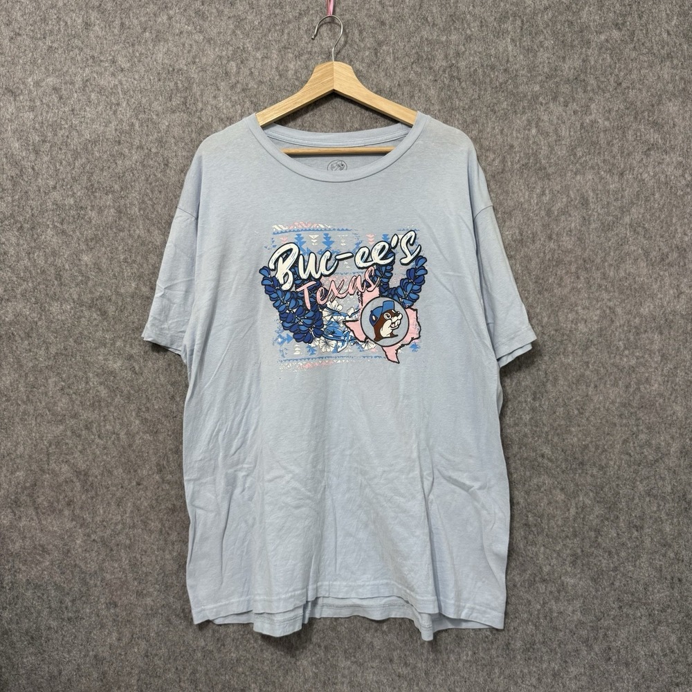 Buc-ee's Texas Graphic T-Shirt Men's XL Blue Beaver Logo 100% Cotton Casual